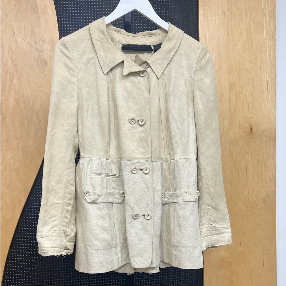 Donna Karan Tan Double-Breasted Trench Coat